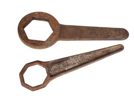 A STEAM ENGINE SPANNER measuring 38cm long, and another, 35cm long (2)