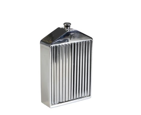 A RUDDSPEED LTD ROLLS ROYCE RADIATOR DECANTER chrome plated and glass, stamped to the reverse, 20cm high