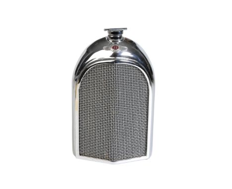 A RUDDSPEED LTD BENTLEY RADIATOR DECANTER chrome plated and glass, with chrome grille, stamped to the reverse, 20cm high
