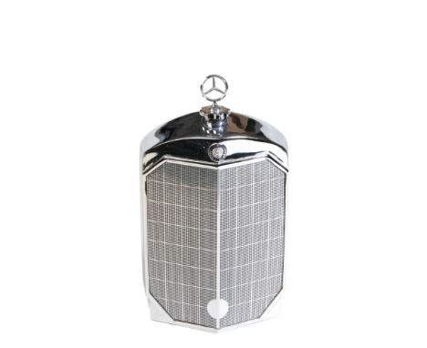 A RUDDSPEED LTD MERCEDES BENZ RADIATOR DECANTER chrome plated and glass, stamped to the reverse, 22.5cm high including mascot