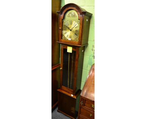 Reproduction mahogany longcase clock with brass dial, signed Fen Clocks of Suffolk