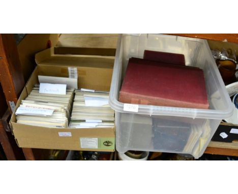 A collection of art subject postcards in plastic box and cardboard box (2)