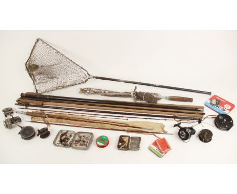 A selection of vintage fishing tackle, to include a Hardy Brothers Ltd "The Perfect 3 3/8" reel, a Hardy Brothers Ltd "The Al