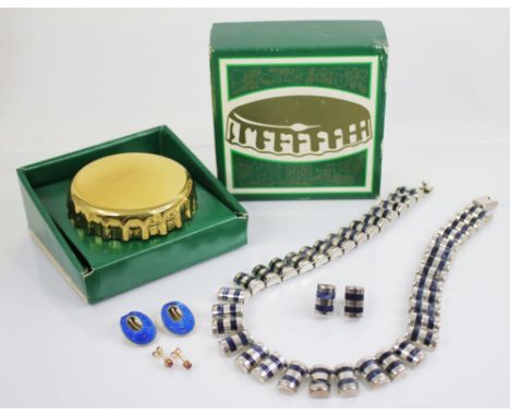 A selection of jewellery and accessories, to include a pair of Oystein Balle silver gilt and enamel clip-on earrings, each 23