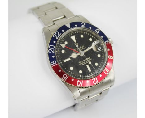 A Rolex Oyster Perpetual GMT Master stainless steel chronometer wristwatch, circa 1958, ref. 6542, serial no. 397XXX, the cir