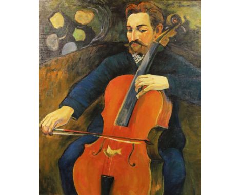 After Paul Gauguin (French, 1848-1903),'The Cellist (Portrait of Upaupa Scheklud)',Oil on canvas,An unsigned modern copy,90cm