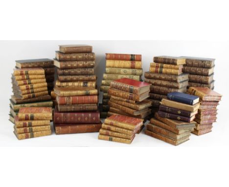 DECORATIVE BINDINGS: Scott (Sir Walter), THE WAVERLEY NOVELS, 26 vols, 3/4 leather, green cloth boards, marbled endpapers, Me