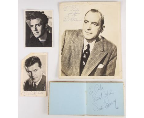 Autograph book containing autographs by Sean Connery, Roger Moore (with Saint sketch), Michael Caine, Cliff Richard, Harry H.