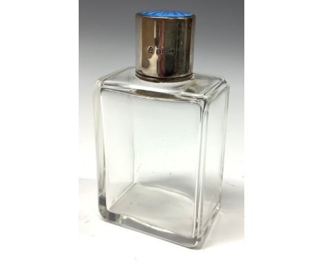An Art Deco silver and enamel mounted scent bottle, Birmingham 1935 