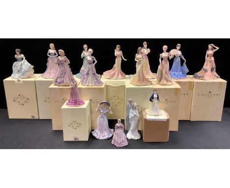 A Coalport figure, On The Balcony, boxed; others, Midsummer Dream 1997, Special Occasion, Sweet Surprise 1999, Regency Gala 2