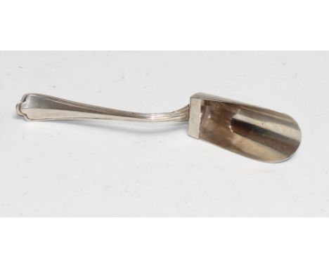 A Continental silver shovel shaped caddy spoon, marked 800 