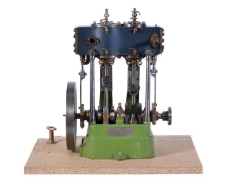  A rare Stuart Turner No 3 compound marine engine,   the cylinders lagged with blued metal finish. Cylinders 1 Â½  and 2 Â¼  