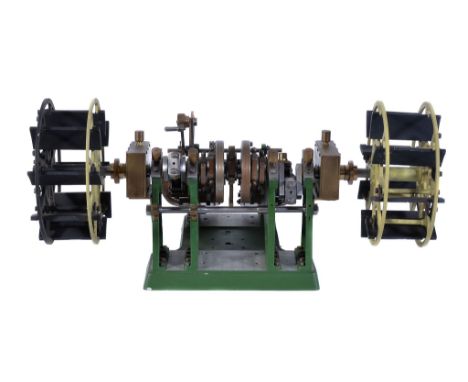  An exhibition quality model of a live steam diagonal paddle steamer ship engine,   built to the design by Edgar T Westbury. 