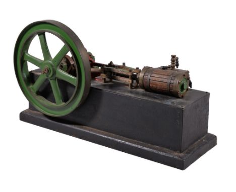  An early 20th century model of a live steam horizontal mill engine,   having disc crank, cross-head guides, eccentric driven