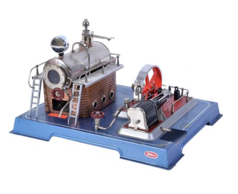  A boxed Wilesco D20 live steam plant and collection of workshop tools,   the horizontal boiler with fitted pressure gauge, s