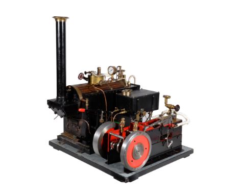  A well-engineered twin simple horizontal mill engine and associated live steam horizontal boiler,   The engine with 19cm dia