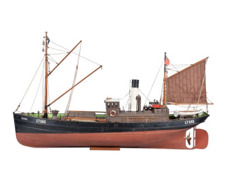 A fine exhibition quality and detailed model of the Lowestoft steam drifter  Diana  LT 593,   built by Mr Gordon Drew of Hig