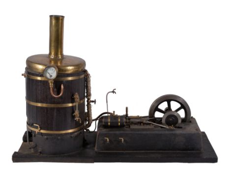  A 20th century model of a live steam plant,   the horizontal mill engine having disc crank, cross-head guides with single cy