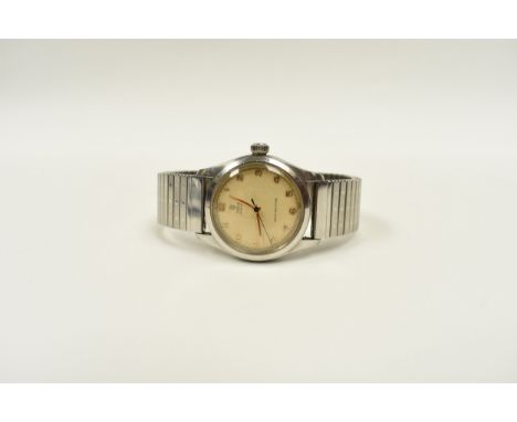 TUDOR: A gentleman's Tudor Oyster stainless steel wristwatch, manual wind, Arabic numerals and gold coloured hands, 30mm diam