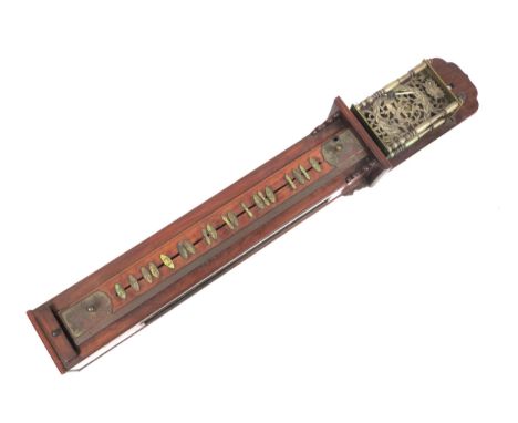 Wadokei: A 19th Century Japanese Shaku-Dokei wall hanging pillar timepiece, hardwood case with the trunk having nineteen adju