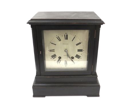 A Victorian bracket clock by Rossi of Norwich, with signed silvered Roman dial. Twin train movement striking on a coiled gong
