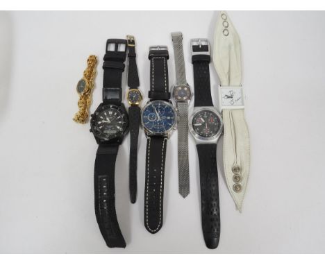 A collection of wristwatches including Swatch Irony, Lorus, etc.