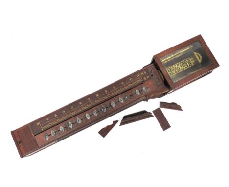 Wadokei: A 19th Century Japanese Shaku-Dokei wall hanging pillar timepiece, hardwood case with square glazed hood and the tru