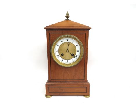 A teak inlaid 8-day bracket clock by Desprez of Bristol, teak cased with enamelled chapter ring and gilt dial, ebony line inl