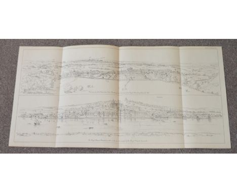 Greenwich London.  A large folding Victorian print depicting the sites of the Royal Observatory and the Royal Hospital as the