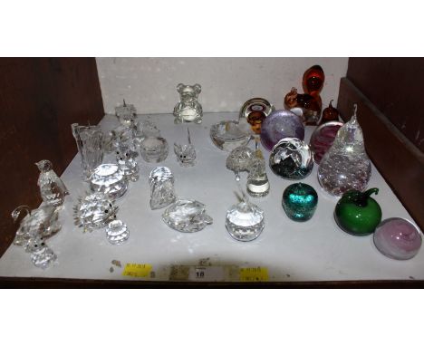 SECTION 18.  A collection of 15 Swarovski glass items, including an elephant and harp, together with various other glass item