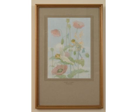 Margaret Tarrant (1888-1959), Poppies, early 20th century lithograph heightened with watercolour, 25 x 17.5 cm (1) 