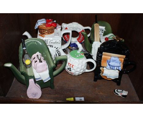 SECTION 48.  Five various collectable ceramic teapots, some by 'Cardew design', one modelled as a washing machine.