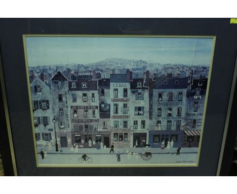 Michael Delacroix, A pair of French street scenes with figures, coloured lithograph, a pair, 60x75cm, together with, after He