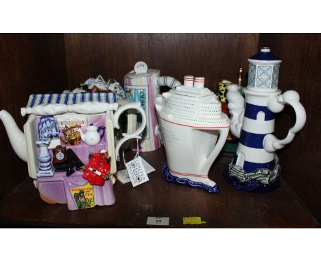 SECTION 53.  Six various collectors ceramic teapots, some limited edition 'Cardew design' pieces, one modelled as an antiques