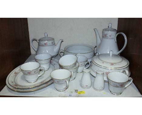 SECTIONS 13 & 14. A Noritake Dream Street dinner and tea service, predominantly white ground decorated with flowers.