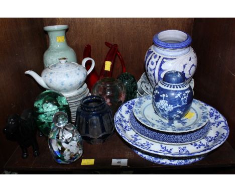 SECTION 46.  Various ceramics including some blue and white plates and vases, part tea service and glass items.