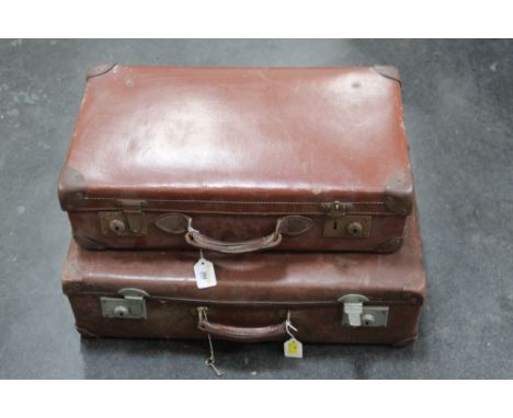 Two vintage leather suitcases 