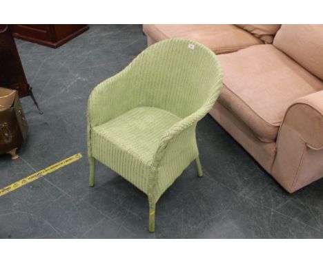 A Lloyd Loom 'Lusty' light green tub chair  