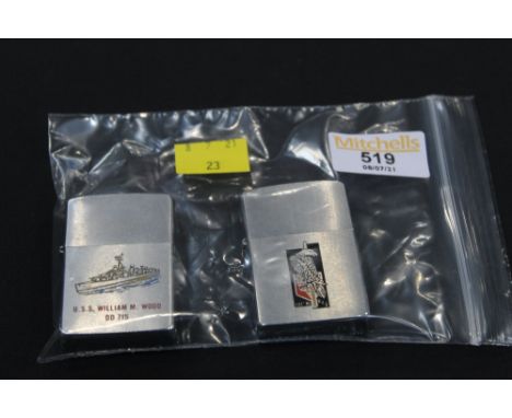 Two Zippo lighters, USS William M Wood and another 