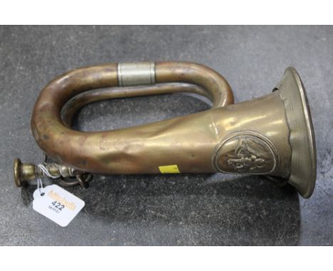 A G W Moritz of Berlin bugle, decorated with a crowned eagle with two swords clasped in its talons