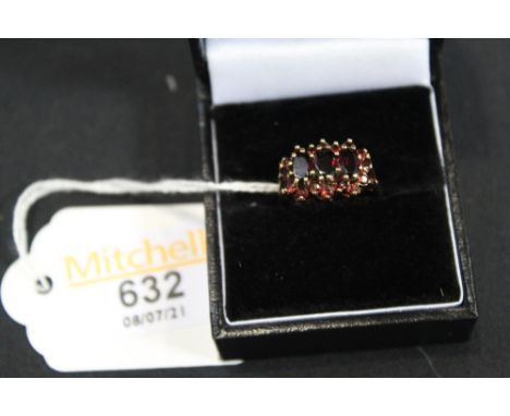 9 ct gold Garnet cluster ring, size M