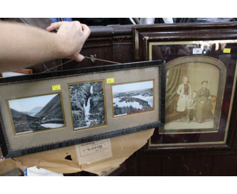 Framed and mounted Lake District photographs and late Victorian framed and mounted photographic portrait 