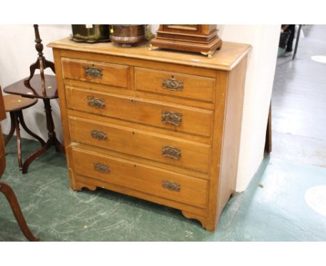 An early 20th century pine 2/3 chest of drawers measuring 102 cm tall and 106 cm wide 