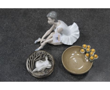 Nao ballerina, Richard Fisher plaque and Merry Mill Pottery bowl