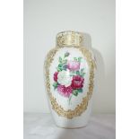 Deckelvase mit großen Blumenbuketts, Rosenthal, ;Malerei von Schwalb