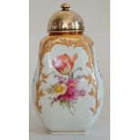 Teebüchse, Releifzierat, Feinste Gold und Blumenmalerei, KPM-Berlin 1880-1900