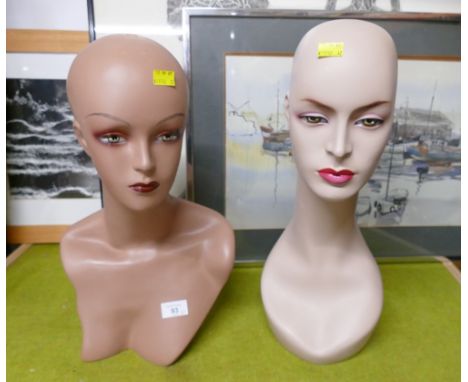 Pair of mannequin head and shoulder busts