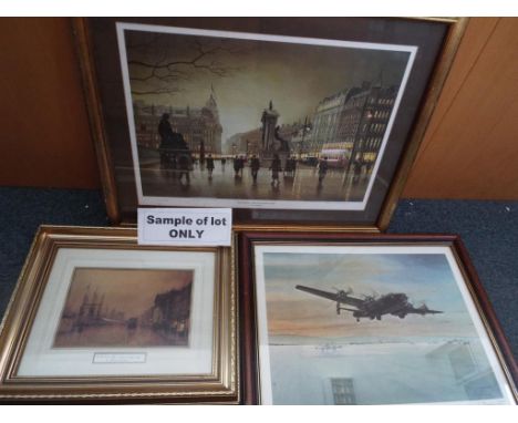 A good mixed lot of eight paintings and prints to include a limited edition David Bosanquet print 'Taking Off' signed by the 