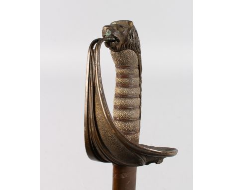 AN 1827 PATTERN NAVAL OFFICERS SWORD, the Wilkinson type blade with some etched decoration, signed Whiteman, gothic pattern h