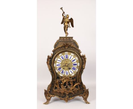 A LOUIS XV BOULLE BRACKET CLOCK AND BRACKET, the movement stamped H. & F. PARIS, No. 7582, the face with blue and white Roman